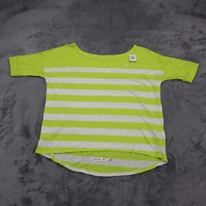 Hollister Shirt Womens S Green Short Sleeve Boat Neck Stripe Knit Casual T Shirt